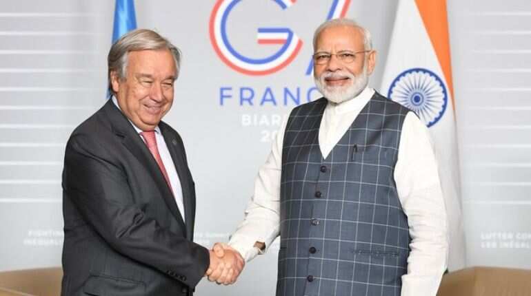 Prime Minister Narendra Modi meets United Nations Secretary-General Antonio Guterres on sidelines of G7 in France Prime Minister Narendra Modi meets United Nations Secretary-General Antonio Guterres on sidelines of G7 in France