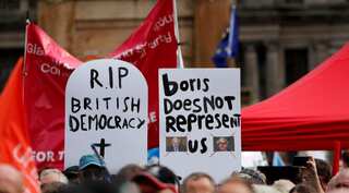 Thousands protest British PM Johnson's move to suspend parliament
