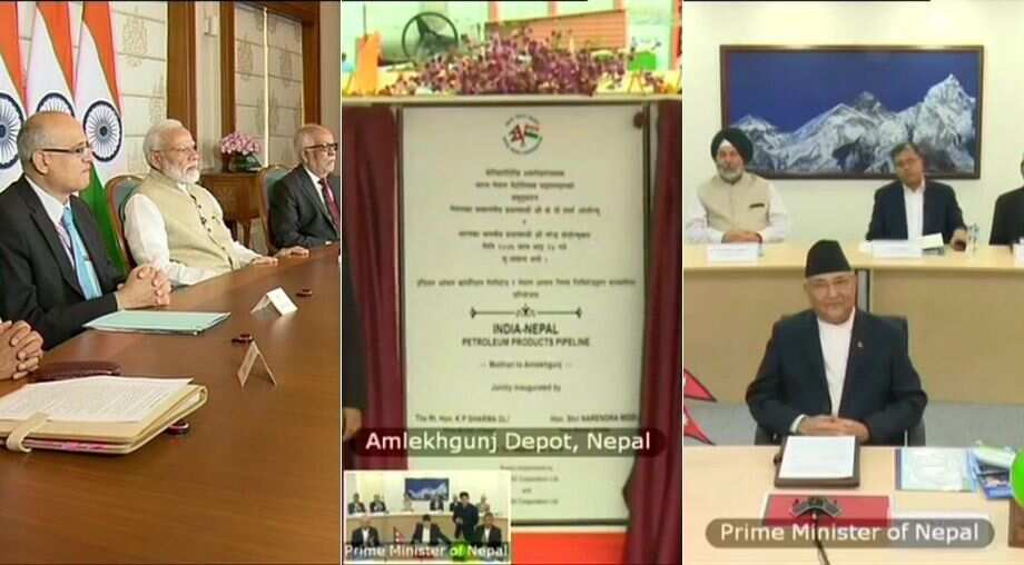 PM Modi and Nepalese counterpart KP Oli jointly inaugurate South Asia's first cross border pipeline