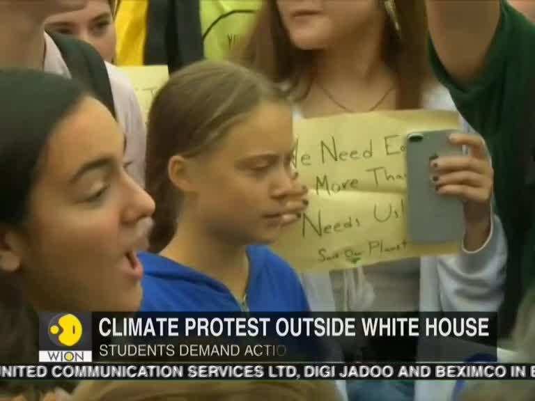 Swedish student activist leads rally on climate change outside White House