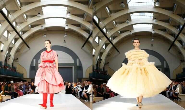 Molly Goddard presents colourfull puffy smock collection at London Fashion Week