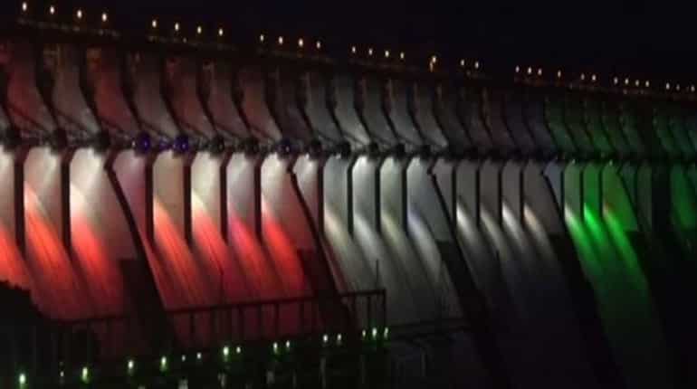Gujarat: Sardar Sarovar Dam illuminates with bright colours ahead of Prime Minister Modi's visit