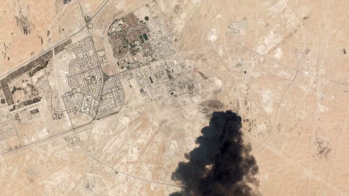 Damaged oil/gas infrastructure from drone attacks