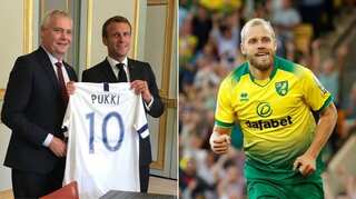 Teemu Pukki fever reaches France as Emmanuel Macron is gifted Finn's jersey