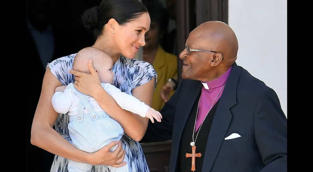Archbishop Tutu hails Prince Harry, Meghan Markle as caring couple while baby Archie beams