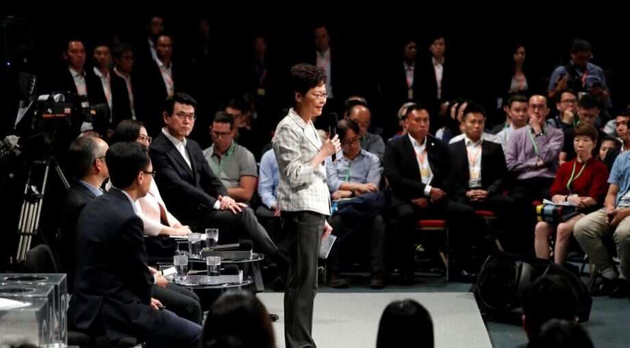 Hong Kong protesters trap Carrie Lam for hours in stadium after 'open dialogue'