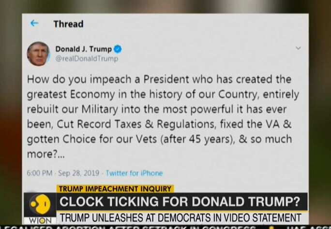 ''Greatest Scam in the history of American Politics'' says Donald Trump on Impeachment inquiry