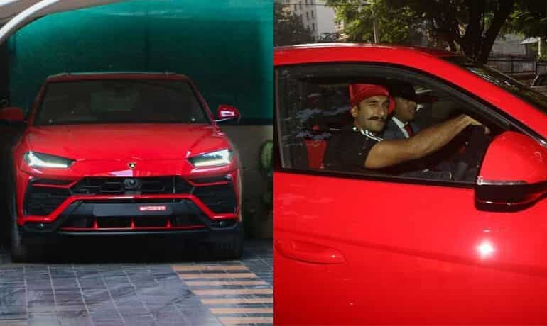 Ranveer Singh spotted with brand new red Lamborghini on the Bandra streets Ranveer Singh spotted with brand new red Lamborghini on the Bandra streets