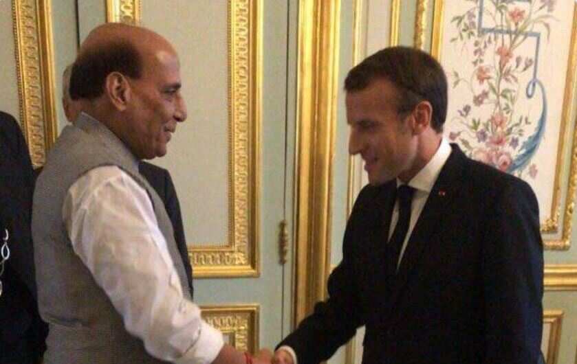 Bonjour Paris! Defence Minister Rajnath Singh meets French President Emmanuel Macron 