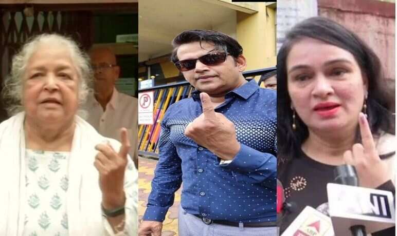Ravi Kishan, Padmini Kolhapure and Shubha Khote among early morning voters Ravi Kishan, Padmini Kolhapure and Shubha Khote among early morning voters