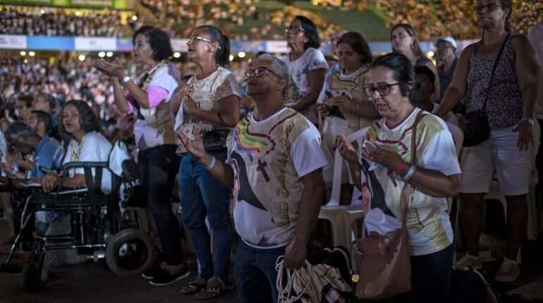 Thousands of Catholic faithful in Brazil celebrate first female saint
