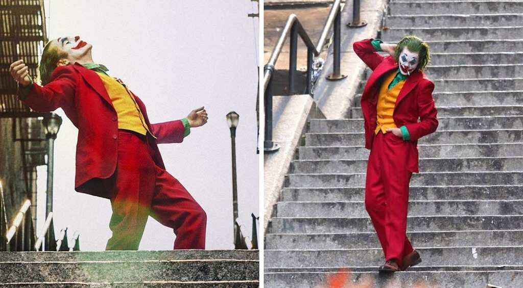Movie fans flock to 'Joker' steps in New York