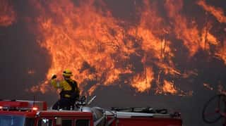 California firefighters tackle blazes in suburbs of Los Angeles