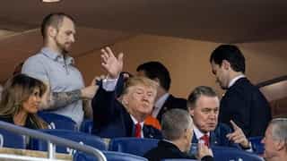Lock him up, chants crowd as Trump, Melania attend baseball World Series game