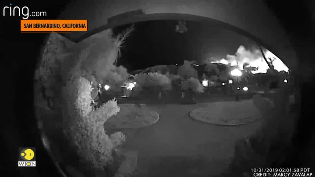 Doorbell camera shows neighbor warning of wildfire
