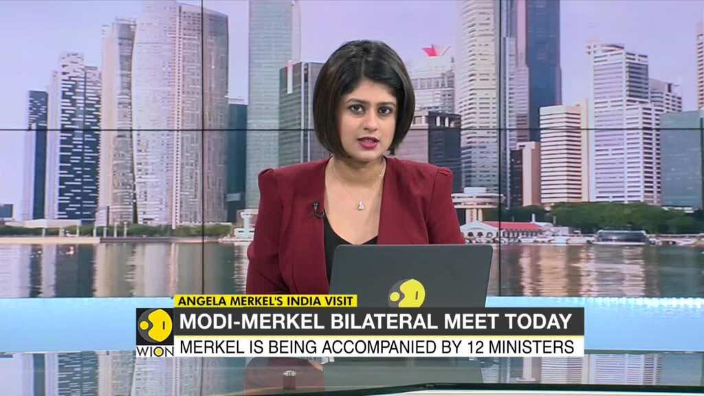 German Chancellor Angela Merkel arrives in Delhi