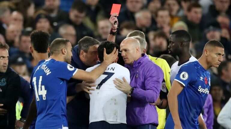 Premier League: Spurs appeal Son red card for tackle on Everton's Gomes