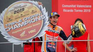 Moto GP: Marc Marquez triumphs in Valencia to give Honda triple crown