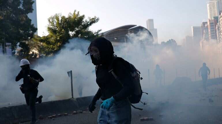Hong Kong police fire rubber bullets at university protesters