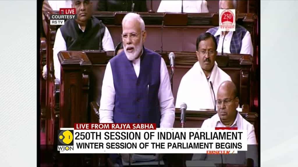 PM Modi addresses the 250th session of the upper house of Parliament