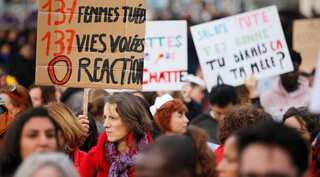Tens of thousands march in France, Italy to protest femicide