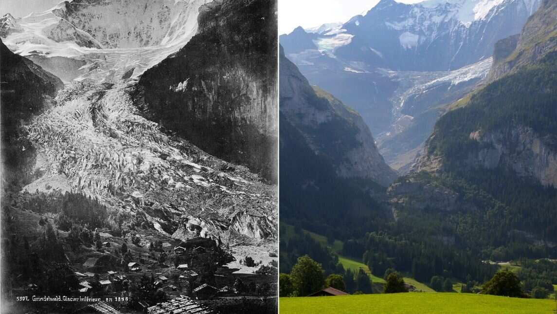 Comparisons show dramatic Swiss glacier retreat