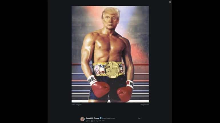 US President Donald Trump tweets an image of himself as Rocky Balboa US President Donald Trump tweets an image of himself as Rocky Balboa