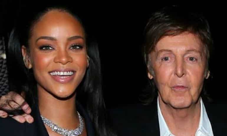 Rihanna reunites with 'FourFive Seconds' co-singer Paul McCartney on flight Rihanna reunites with 'FourFive Seconds' co-singer Paul McCartney on flight