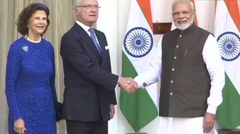 Swedish King Hubertus, Queen Silvia meet PM Modi at Hyderabad House