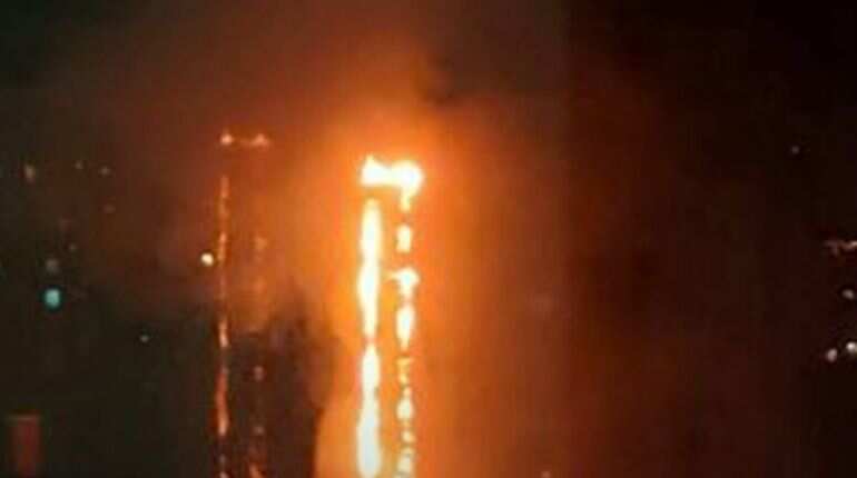 Huge fire rips through a 25-storey residential building in China, casualties unknown Huge fire rips through a 25-storey residential building in China, casualties unknown