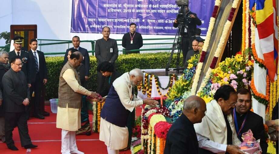 President Kovind, PM Modi pay floral tribute to Ambedkar on his 63rd death anniversary President Kovind, PM Modi pay floral tribute to Ambedkar on his 63rd death anniversary
