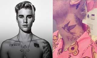 Justin Bieber flaunts his new neck tattoo of large bird