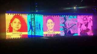 Irish band U2 pays tribute to women icons Smriti Irani, Gauri Lankesh and Arundhati Roy during their Mumbai concert