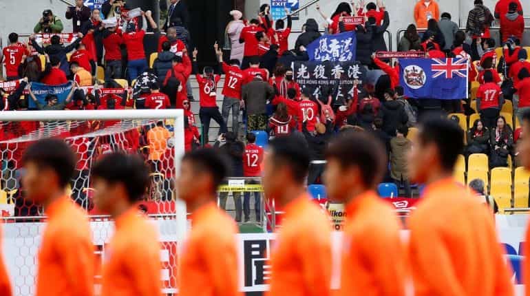 Hong Kong fans boo national anthem ahead of soccer match with China Hong Kong fans boo national anthem ahead of soccer match with China