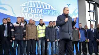 Russian President Putin inaugurates rail route to annexed Crimea