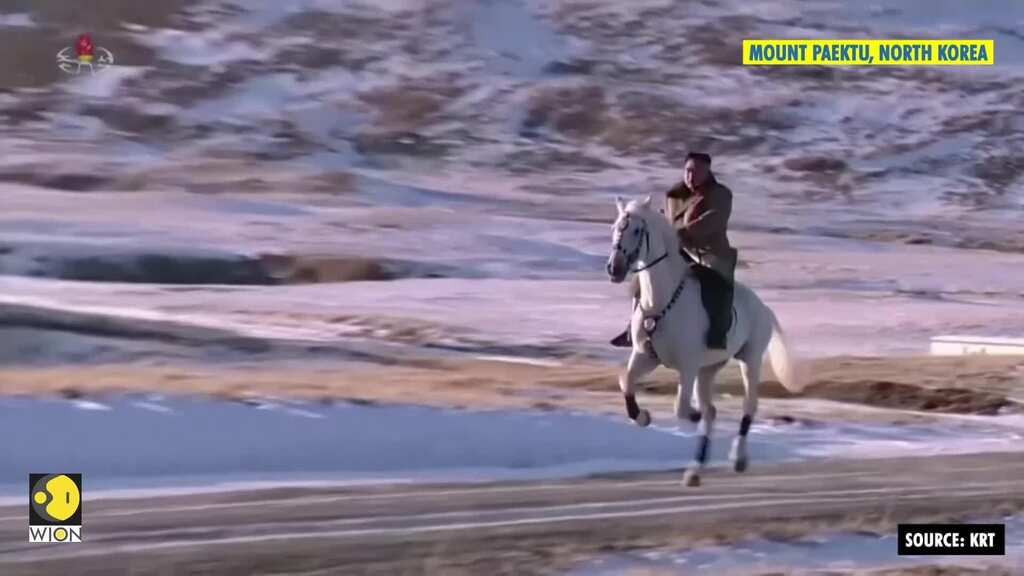 North Korea's state TV airs video of Kim riding horse at Mount Paektu