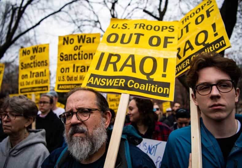 Protest breaks out over Trump-Iraq policy near White House, Trump hotel
