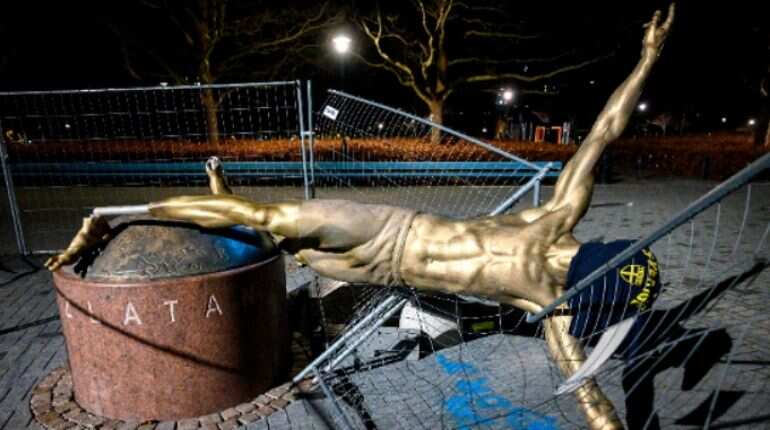 AC Milan star Zlatan Ibrahimovic statue vandalised in Sweden