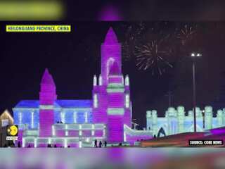 China: Harbin kicks off ice festival with firework and light show