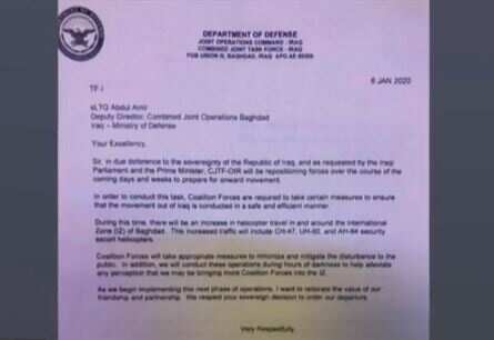 Confusion after US military letter talks of troop withdrawal