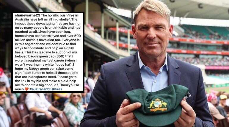 Australian bushfire: Shane Warne's baggy green cap sold for over A$1 million; beats Dhoni, Bradman Australian bushfire: Shane Warne's baggy green cap sold for over A$1 million; beats Dhoni, Bradman