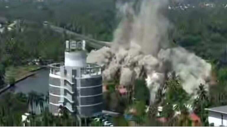 Kochi: Two illegal apartments razed in Maradu by controlled implosion