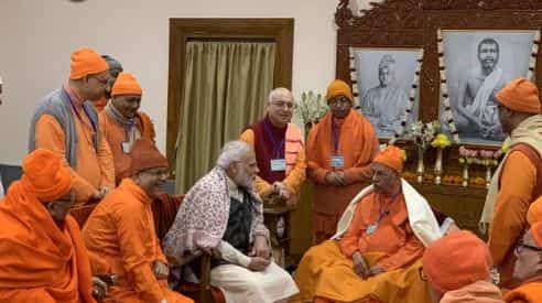 PM Modi interacts with saints, seers at Belur Math in West Bengal