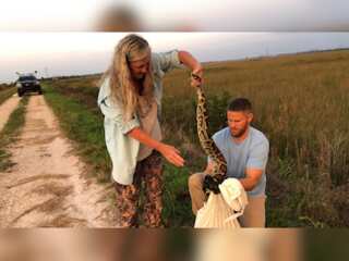 Florida python hunters wrestle invasive snakes