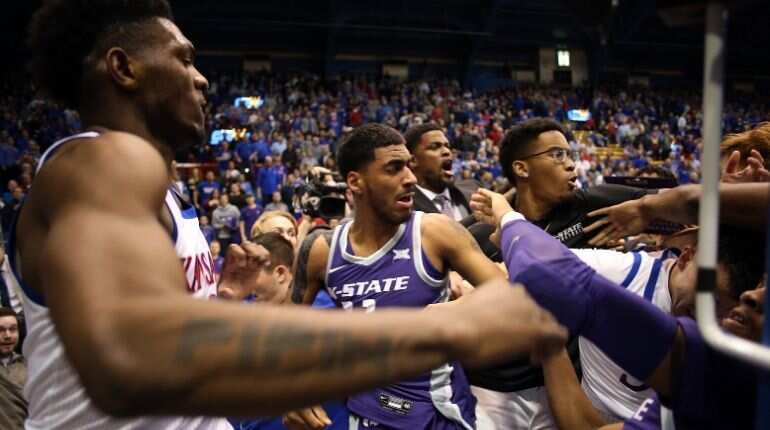 Worst Brawl opens in Kansas game in National Collegiate Athletic Association's basketball match Worst Brawl opens in Kansas game in National Collegiate Athletic Association's basketball match