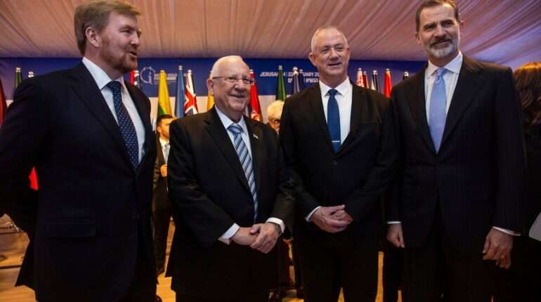 King Willem-Alexander, King Felipe VI and Benny Gantz