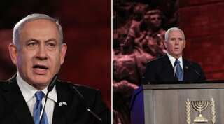 Israel PM Netanyahu, US vice president Pence denounce Iran at Holocaust memorial ceremony