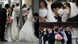 Thousands of couples get married in mass wedding ceremony in South Korea braving coronavirus fears