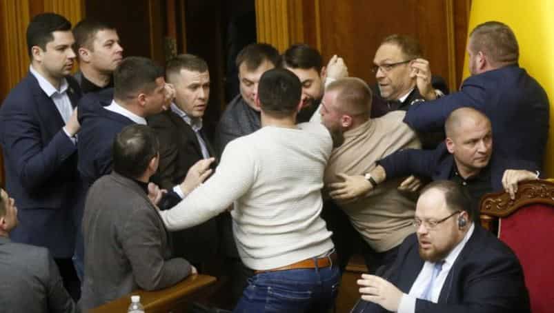 Brawl In Ukrainian Parliament over a sales law