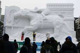 Ice crisis in Japan, Snow festival sculptures melting in Hokkaido